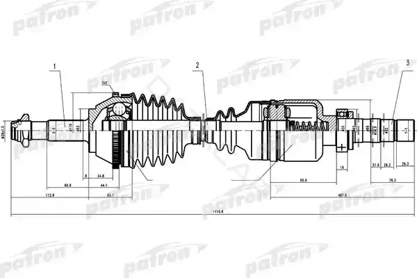 Приводной вал / Полуось PATRON PDS0087
