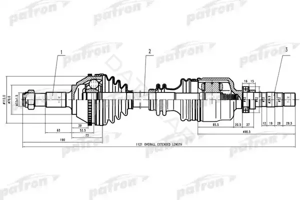 Приводной вал / Полуось PATRON PDS0161