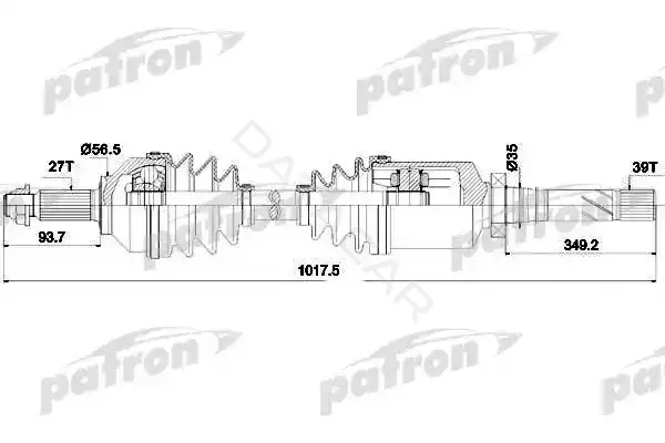 Приводной вал / Полуось PATRON PDS0378