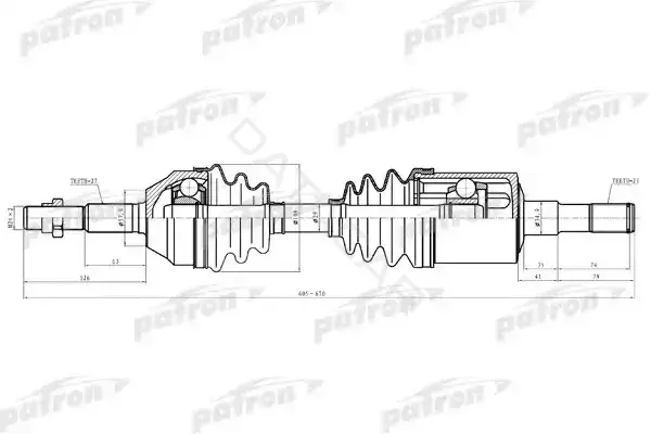 Приводной вал / Полуось PATRON PDS0616