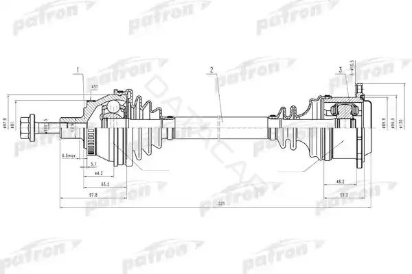 Приводной вал / Полуось PATRON PDS0692