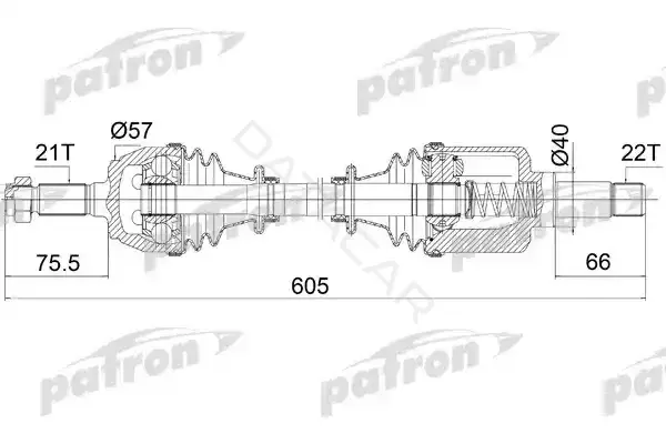 Приводной вал / Полуось PATRON PDS1062