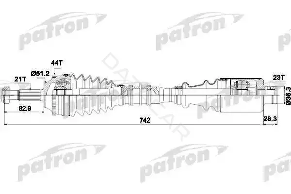 Приводной вал / Полуось PATRON PDS1116