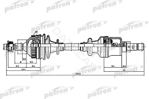 Приводной вал / Полуось PATRON PDS1136