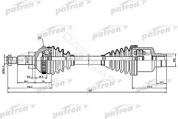 Приводной вал / Полуось PATRON PDS1258