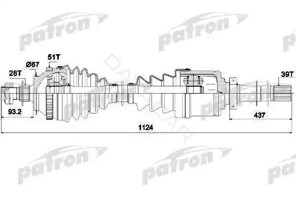 Приводной вал / Полуось PATRON PDS1408