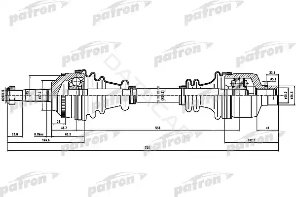 Приводной вал / Полуось PATRON PDS1432