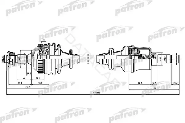 Приводной вал / Полуось PATRON PDS1516