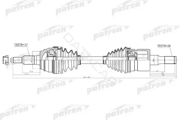 Приводной вал / Полуось PATRON PDS1525