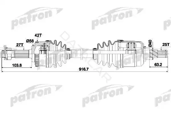 Приводной вал / Полуось PATRON PDS1619