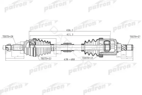 Приводной вал / Полуось PATRON PDS2033
