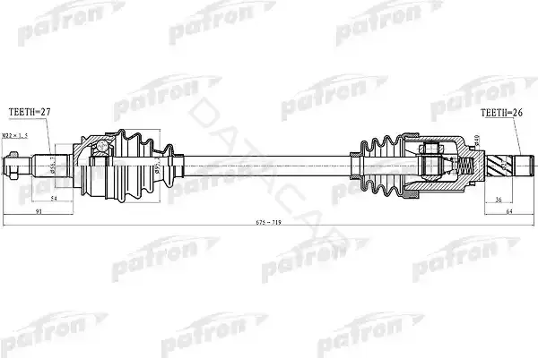 Приводной вал / Полуось PATRON PDS4993