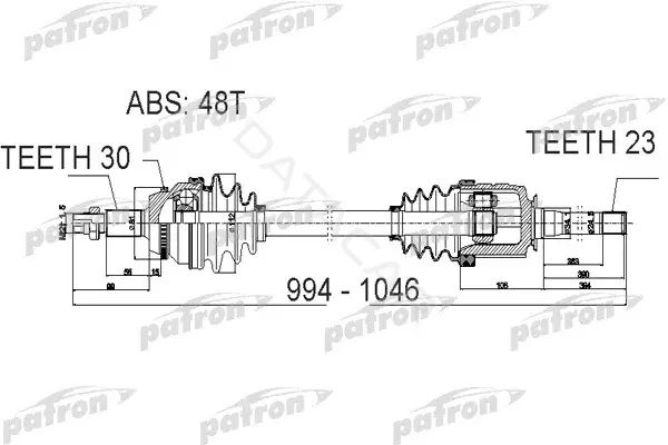 Приводной вал / Полуось PATRON PDS6409