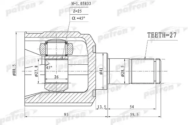 Шрус PATRON PCV1160