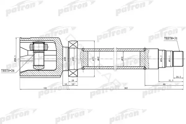 Шрус PATRON PCV1325