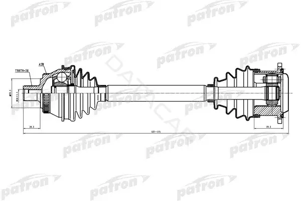 Приводной вал / Полуось PATRON PDS0025