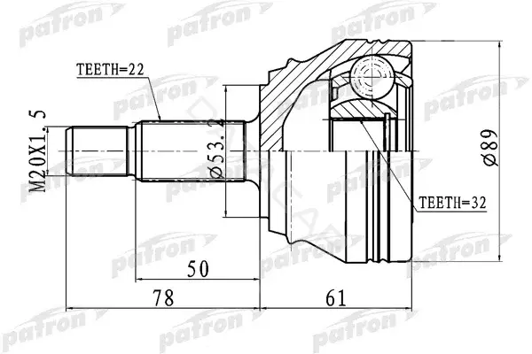 Шрус PATRON PCV1716