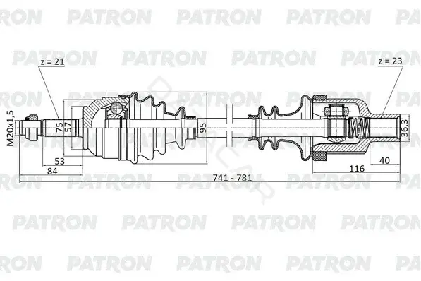 Приводной вал / Полуось PATRON PDS0117