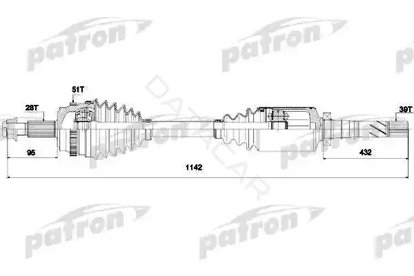 Приводной вал / Полуось PATRON PDS0138