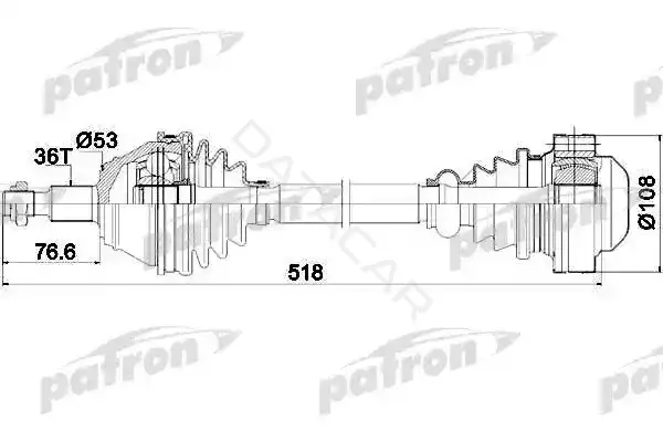 Приводной вал / Полуось PATRON PDS0189