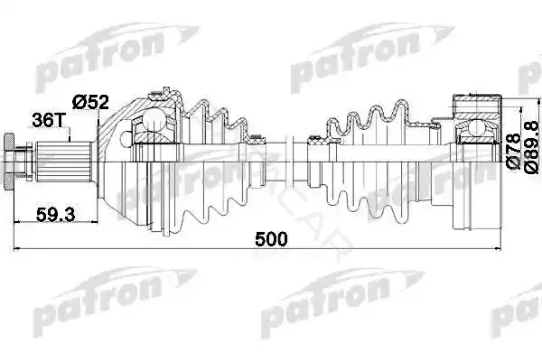 Приводной вал / Полуось PATRON PDS0206