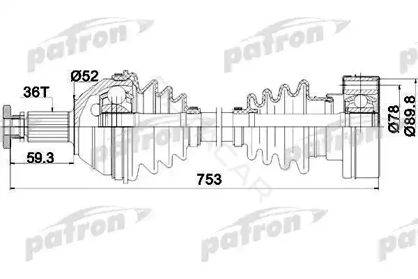Приводной вал / Полуось PATRON PDS0207