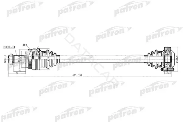 Приводной вал / Полуось PATRON PDS0236