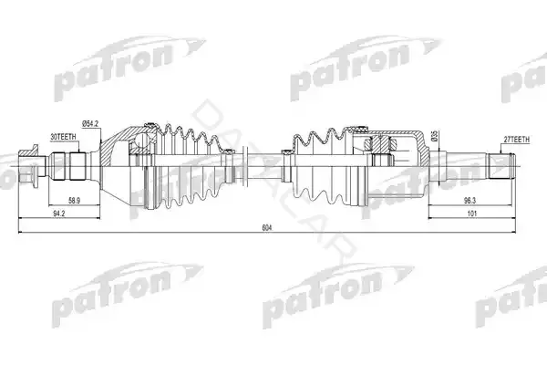 Приводной вал / Полуось PATRON PDS0270