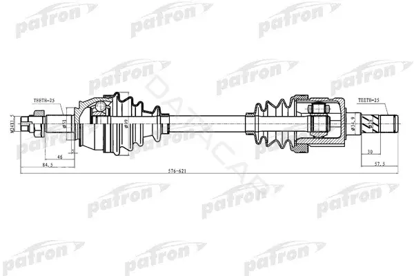 Приводной вал / Полуось PATRON PDS0287