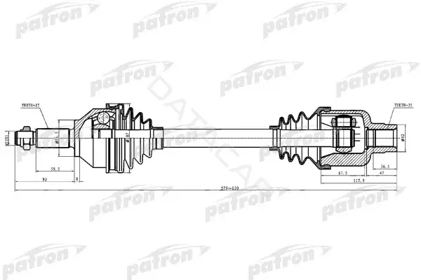 Приводной вал / Полуось PATRON PDS0309