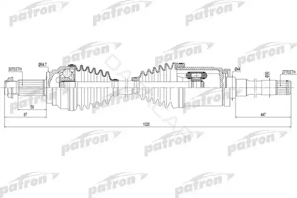 Приводной вал / Полуось PATRON PDS0387