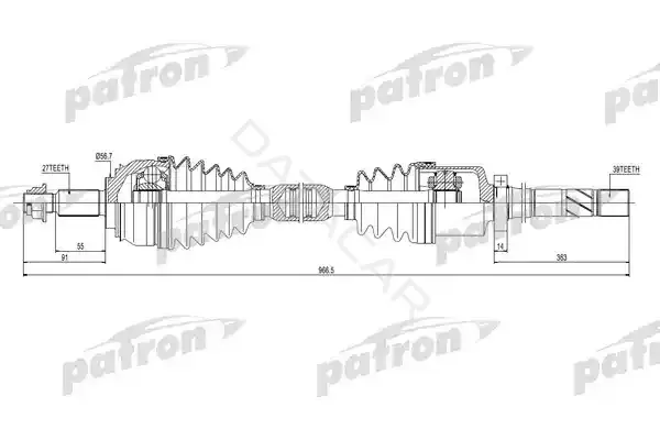 Приводной вал / Полуось PATRON PDS0166