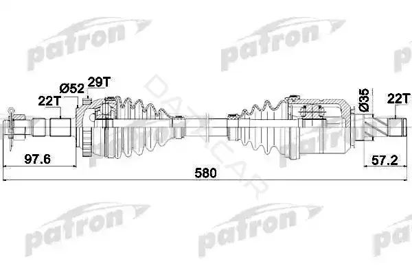 Приводной вал / Полуось PATRON PDS0347