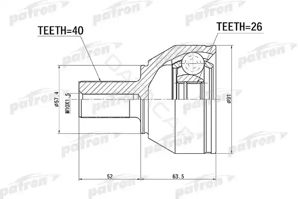 Шрус PATRON PCV1337