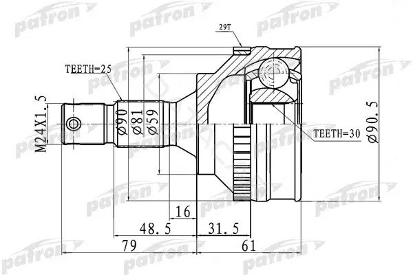 Шрус PATRON PCV1717