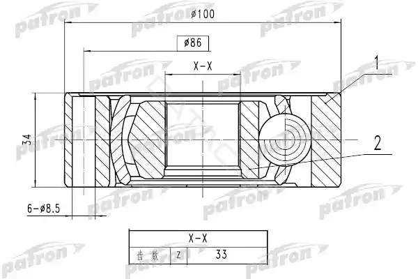 Шрус PATRON PCV1787
