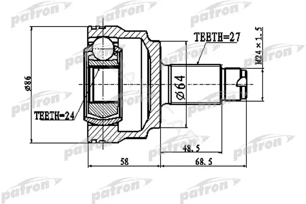 Приводной вал / Полуось PATRON PCV1796