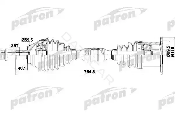 Приводной вал / Полуось PATRON PDS0254