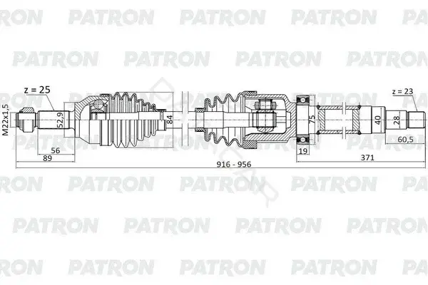 Приводной вал / Полуось PATRON PDS0350