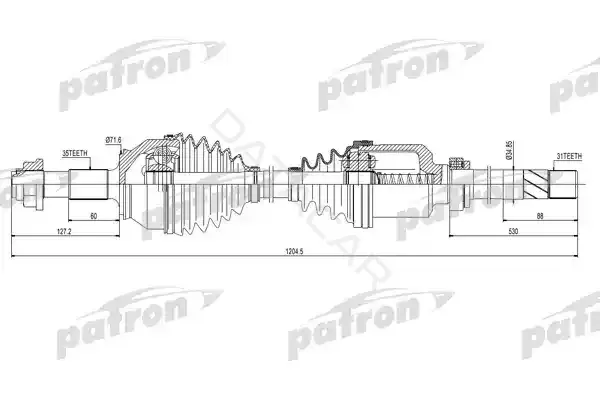 Приводной вал / Полуось PATRON PDS0427