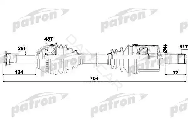 Приводной вал / Полуось PATRON PDS0428