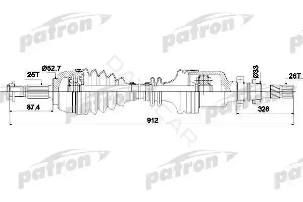Приводной вал / Полуось PATRON PDS0436
