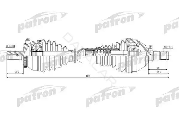 Приводной вал / Полуось PATRON PDS0443