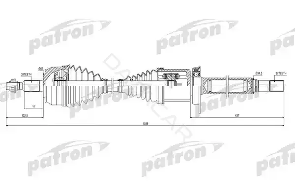 Приводной вал / Полуось PATRON PDS0444