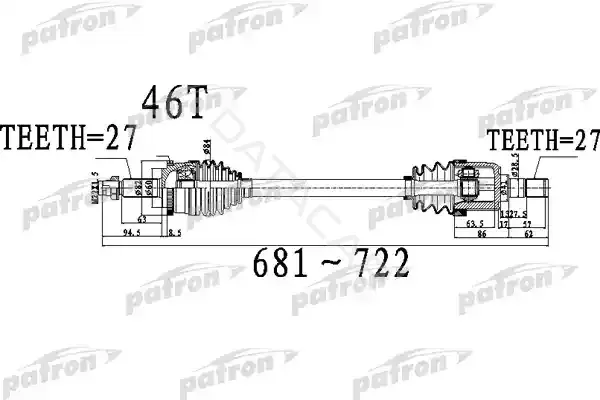 Приводной вал / Полуось PATRON PDS0490