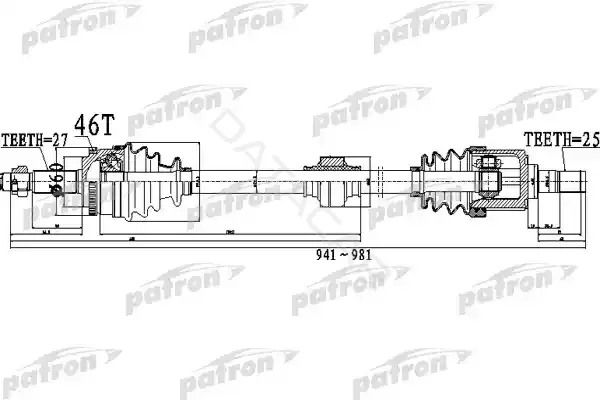 Приводной вал / Полуось PATRON PDS0494