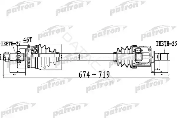 Приводной вал / Полуось PATRON PDS0496