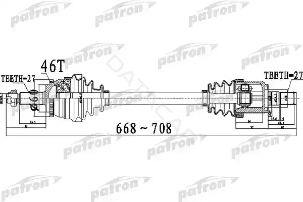 Приводной вал / Полуось PATRON PDS0498