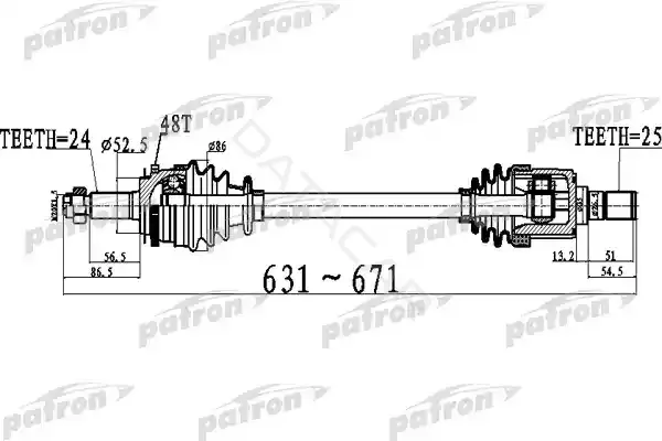 Приводной вал / Полуось PATRON PDS0513