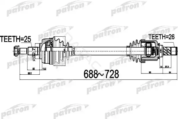 Приводной вал / Полуось PATRON PDS0529